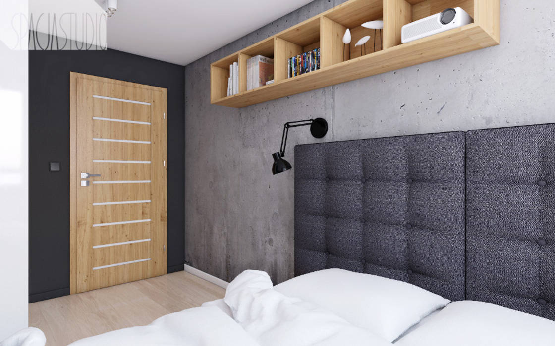 Mieszkanie w Knurowie, Spacja Studio Spacja Studio Modern Bedroom Concrete