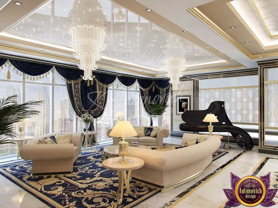 ​ Penthouse design Dubai by Katrina Antonovich, Luxury Antonovich Design Luxury Antonovich Design Moderne woonkamers