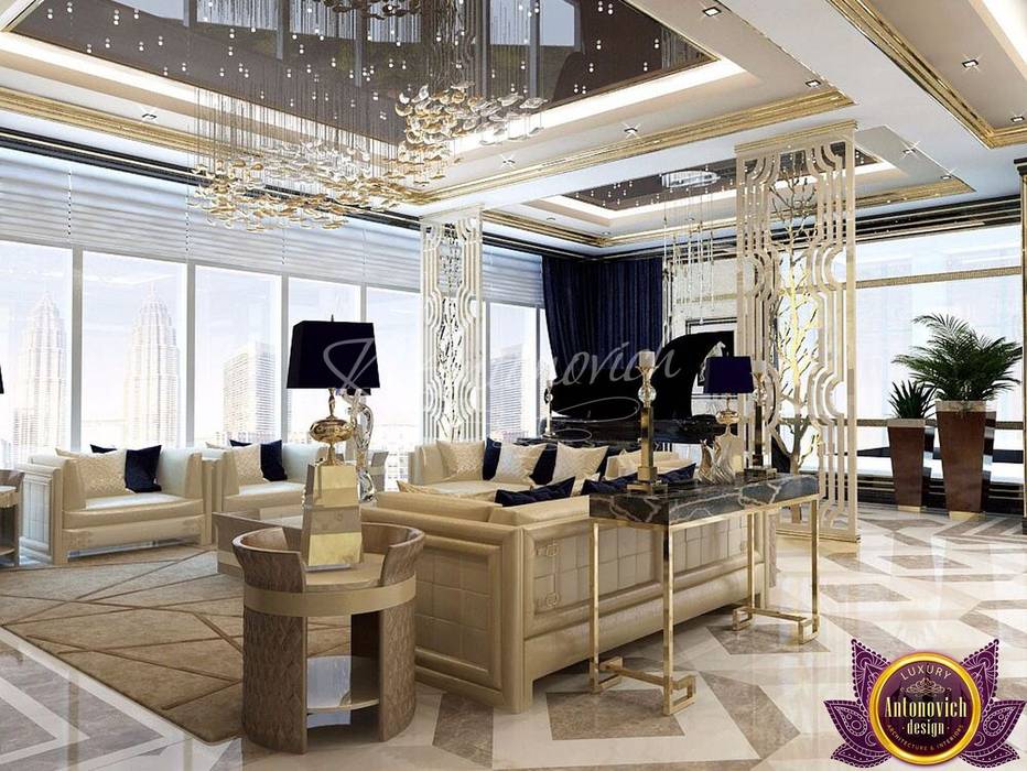 ​ Penthouse design Dubai by Katrina Antonovich, Luxury Antonovich Design Luxury Antonovich Design Nowoczesny salon