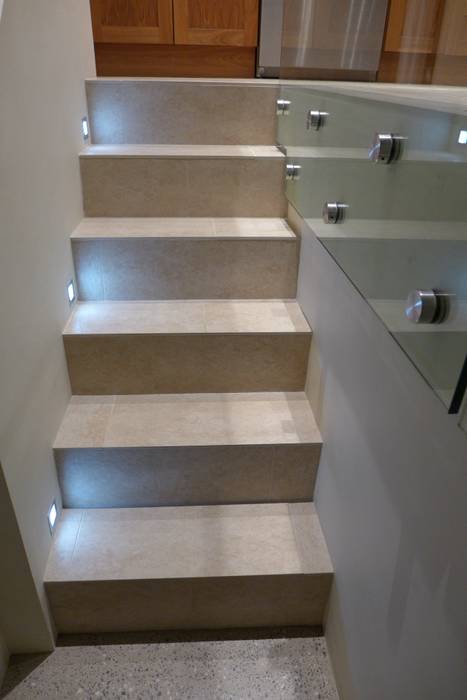 steps to basement Style Within Modern Corridor, Hallway and Staircase Concrete basement conversion,cellar,cellar conversion,step lights,basement