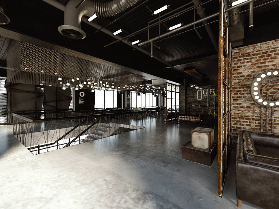 [Café ] 180평 패셔너블리한 공간 - 인더스트리얼 인테리어디자인, 디자인 이업 디자인 이업 인더스트리얼 거실