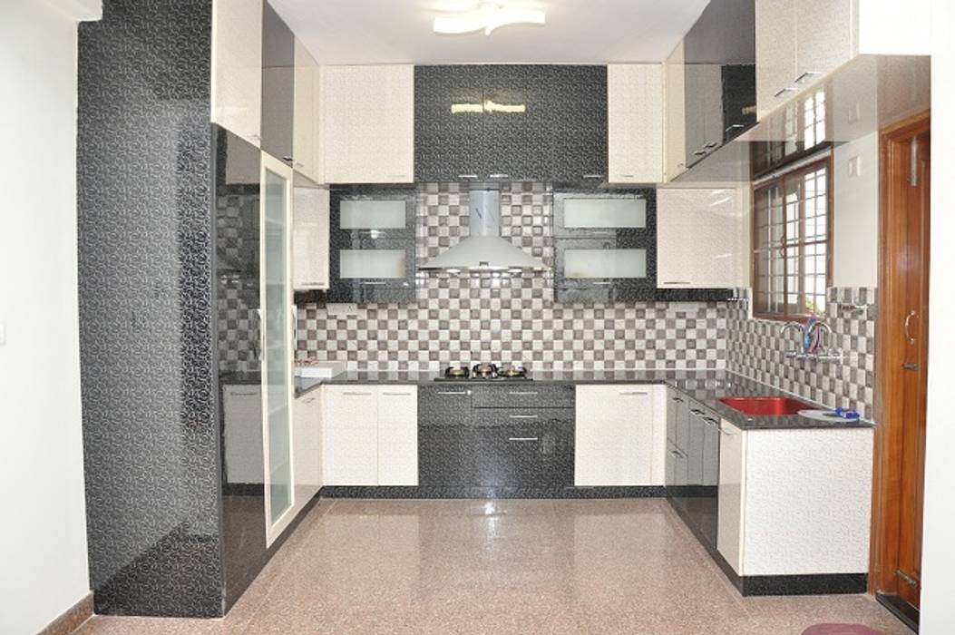 U Shaped Modular Kitchen Bangalore homify Asian style kitchen Plywood u shaped kitchen