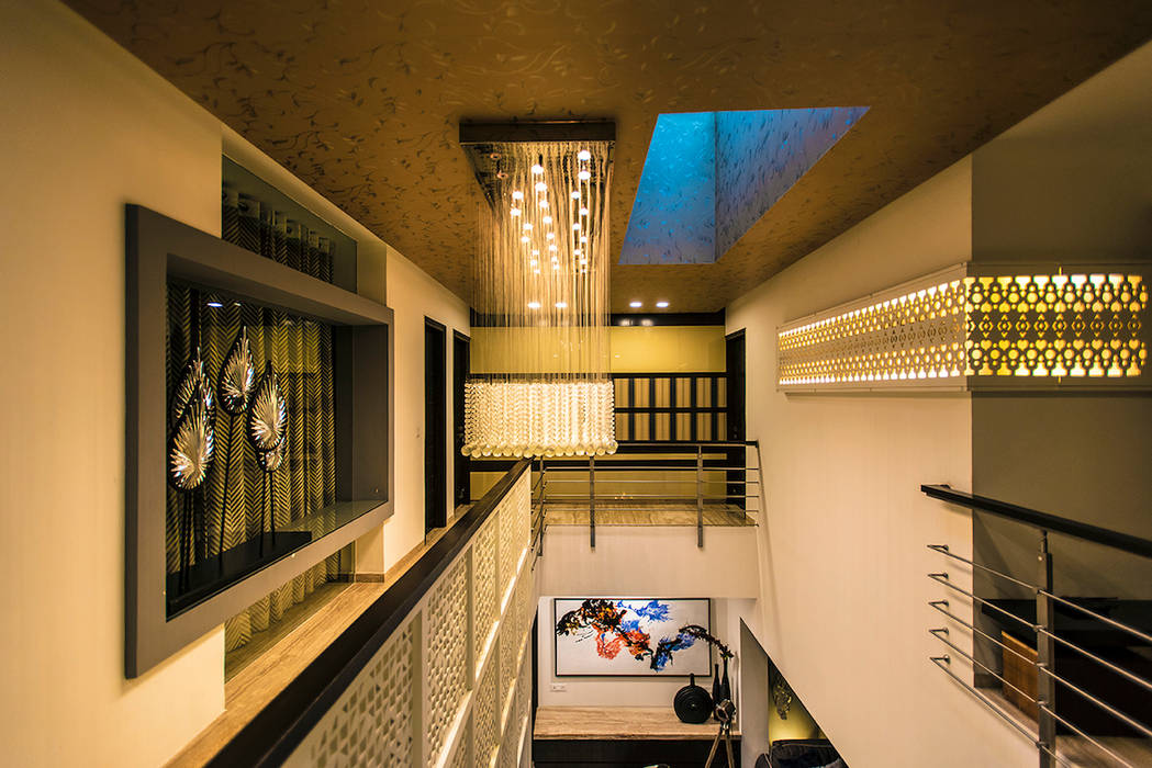 Double Height Space Modern Corridor Hallway Stairs By