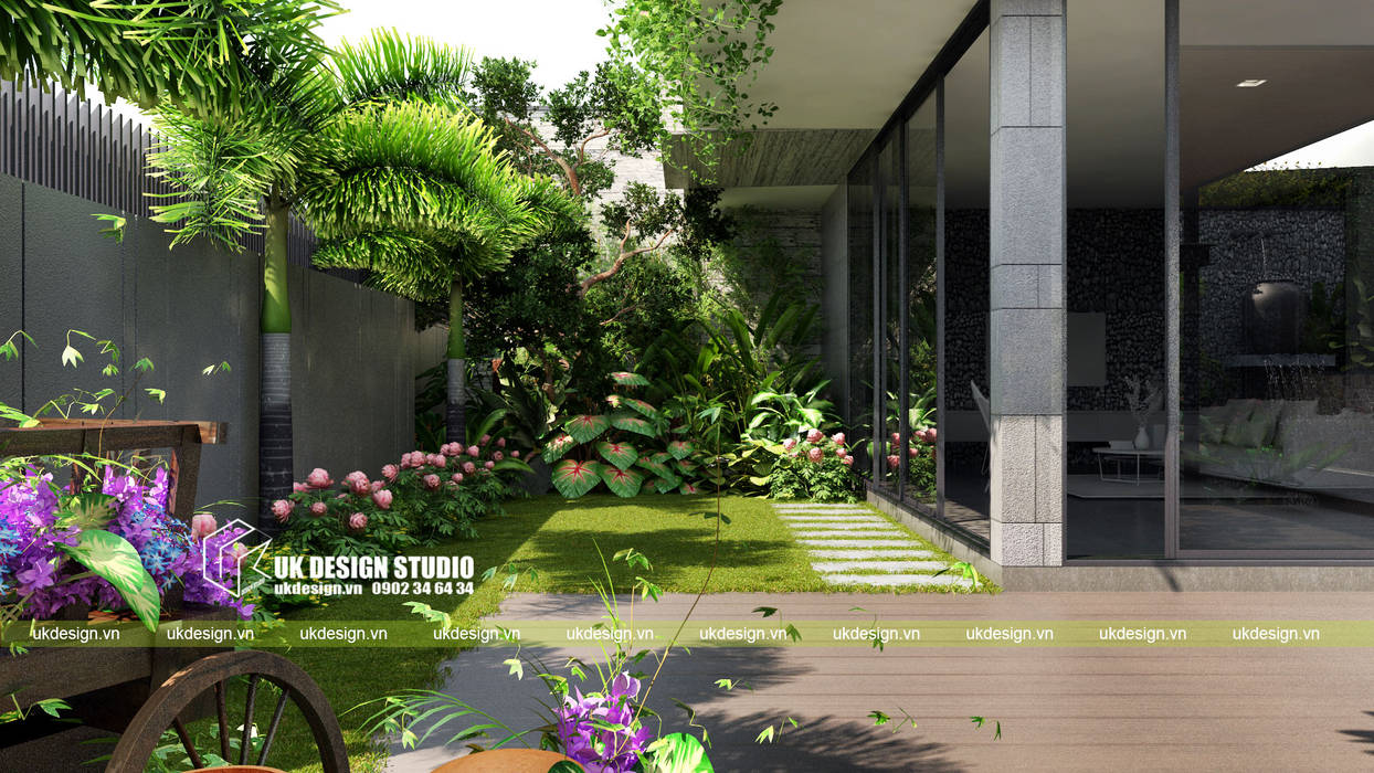 Biệt thự sân vườn, UK DESIGN STUDIO - KIẾN TRÚC UK UK DESIGN STUDIO - KIẾN TRÚC UK Casas modernas