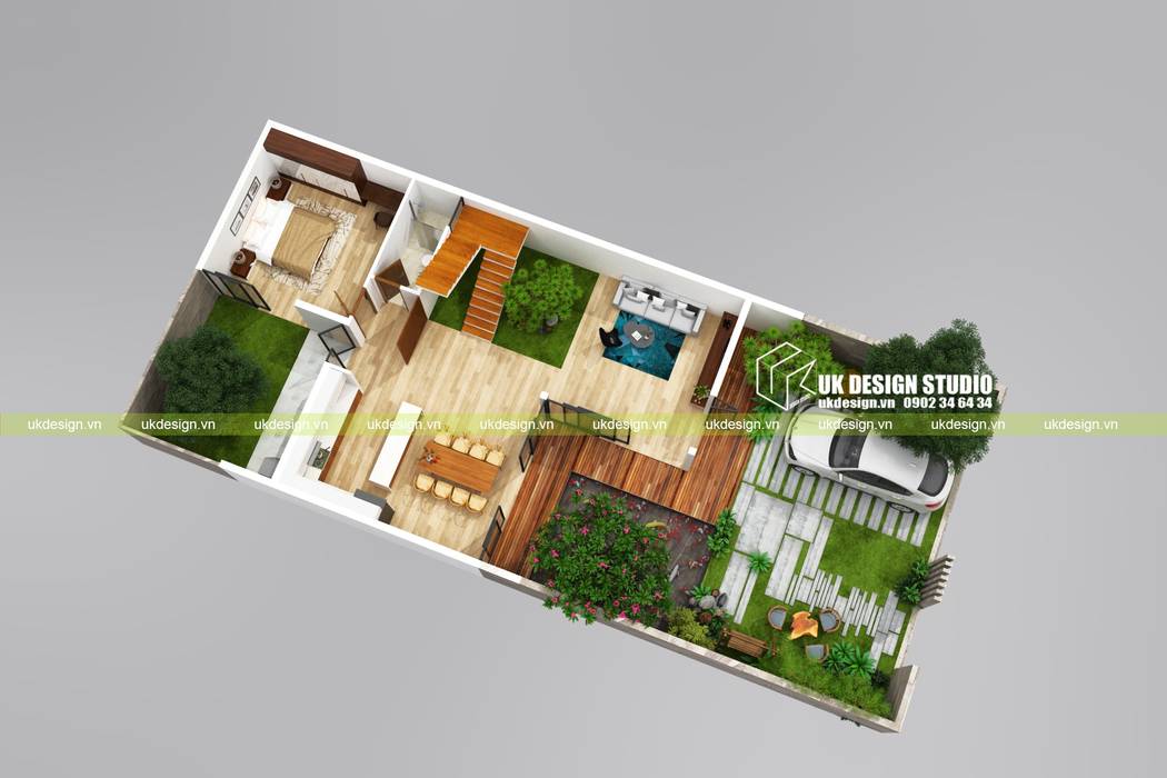 Mặt bằng biệt thự hiện đại 10 x 20m UK DESIGN STUDIO - KIẾN TRÚC UK Nhà mặt bằng biệt thự,biệt thự hiện đại,biệt thự phố,biệt thự sân vườn