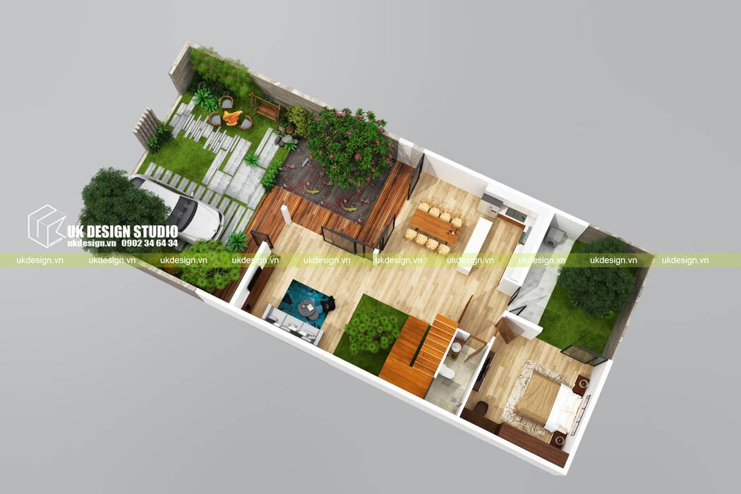 Biệt thự hiện đại 10 x 20m, UK DESIGN STUDIO - KIẾN TRÚC UK UK DESIGN STUDIO - KIẾN TRÚC UK Casas modernas