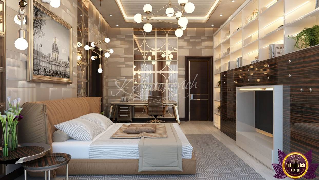 ​ Bedroom interior in the Modern style of Katrina Antonovich, Luxury Antonovich Design Luxury Antonovich Design Modern style bedroom