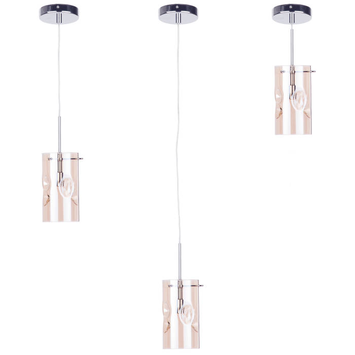 Monet 1 Light Champagne Tinted Glass Ceiling Pendant - Chrome Litecraft Soggiorno moderno Vetro Illuminazione