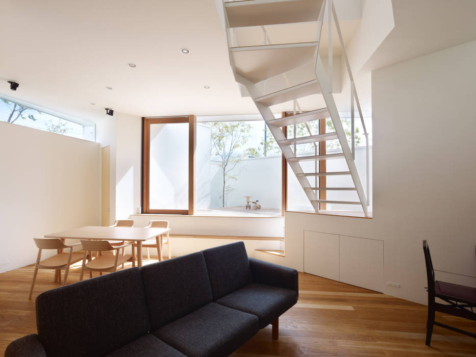 藤原 室 建築設計事務所 Modern Living Room White Homify