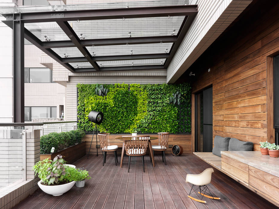 H之所在 禾築國際設計Herzu Interior Design Modern style balcony, porch & terrace