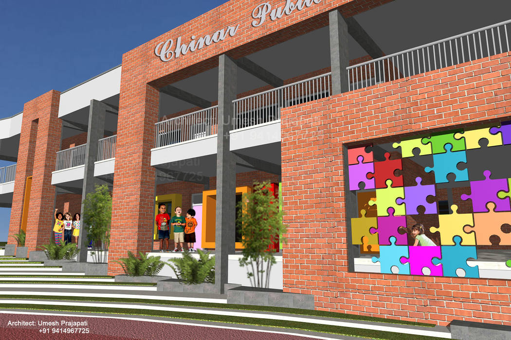 Chinar Public School, umesh prajapati designs: rustic by umesh prajapati designs,Rustic