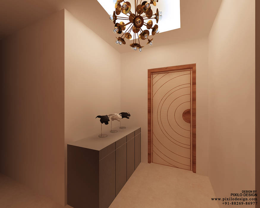 Bishnoi's Residence , Pixilo Design Pixilo Design Modern corridor, hallway & stairs pixilo design,interior design