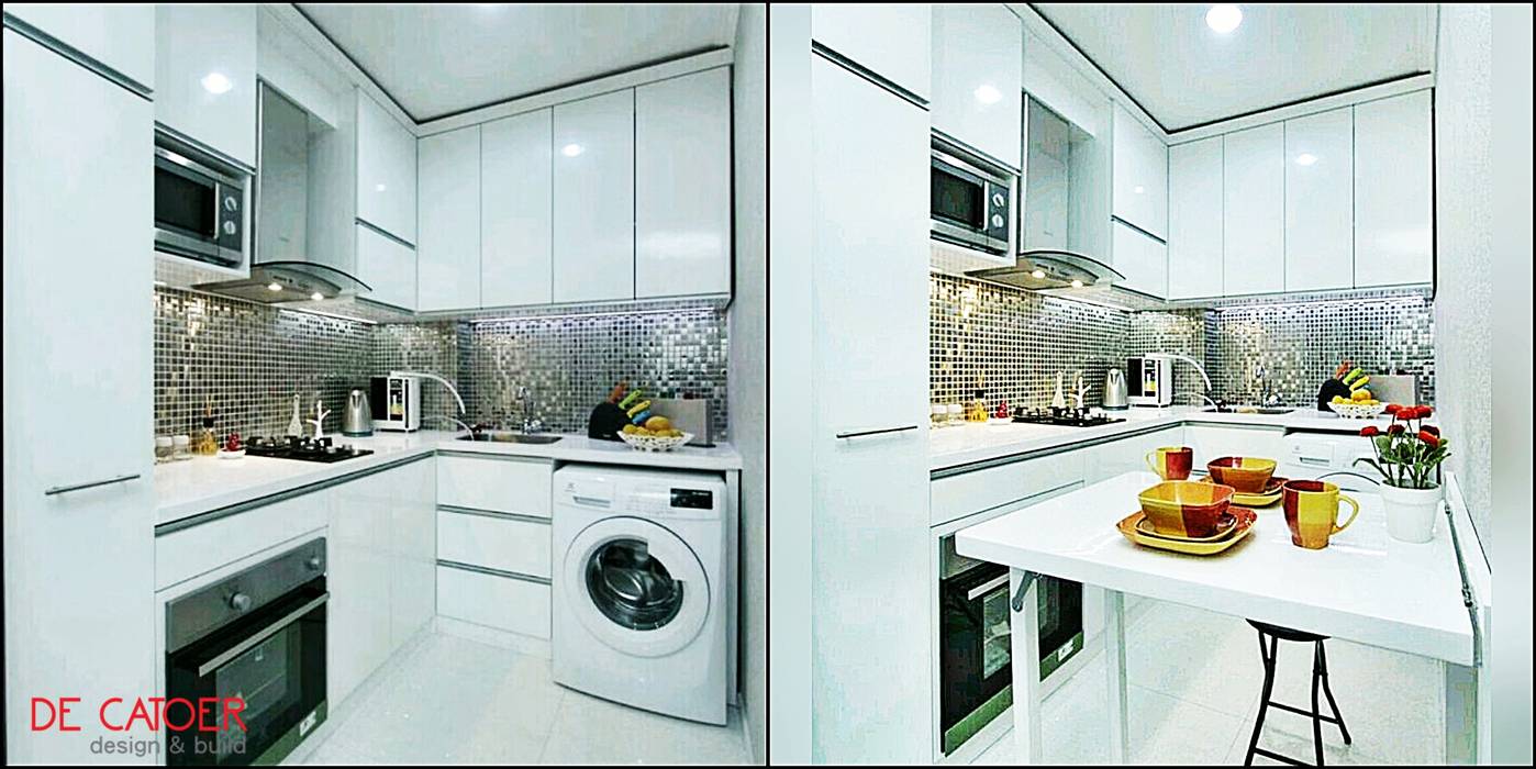 Kitchen SEt Minimalis De' Catoer design & build Dapur Minimalis Kayu Lapis Cabinets & shelves