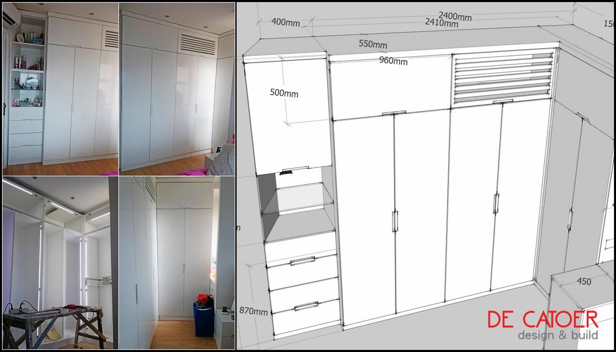 Wardrobe / Lemari pakaian De' Catoer design & build Kamar Tidur Minimalis Kayu Lapis Wardrobes & closets