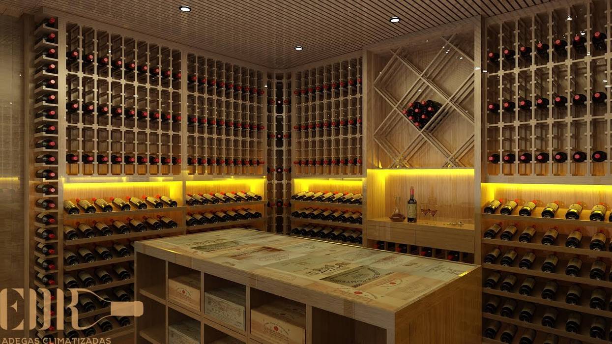 Adegas Residenciais., EDR - Adegas Climatizadas EDR - Adegas Climatizadas Wine cellar لکڑی Wood effect