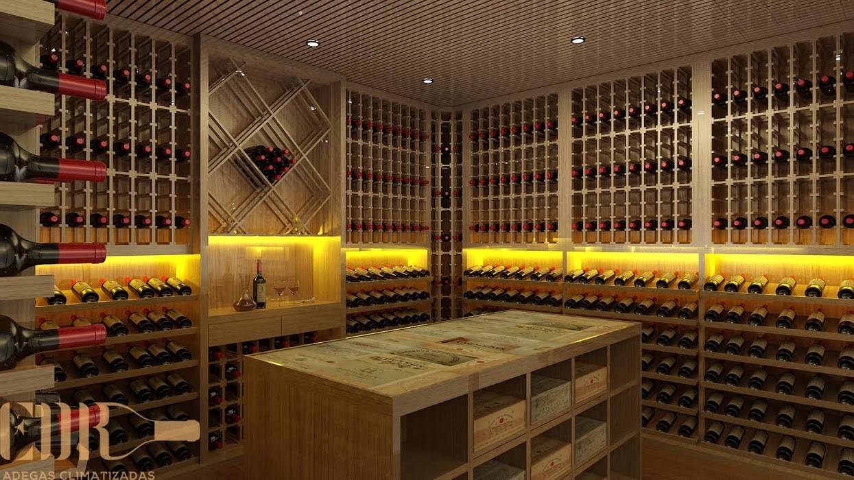 Adegas Residenciais., EDR - Adegas Climatizadas EDR - Adegas Climatizadas Classic style wine cellar Wood Wood effect