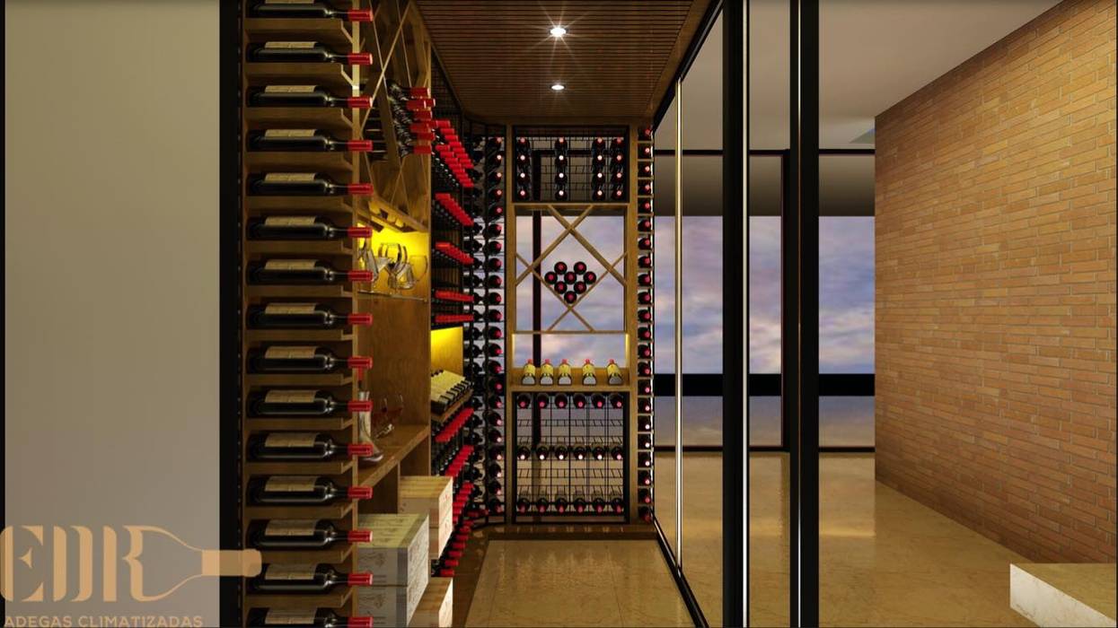 Adegas Residenciais., EDR - Adegas Climatizadas EDR - Adegas Climatizadas Classic style wine cellar Glass