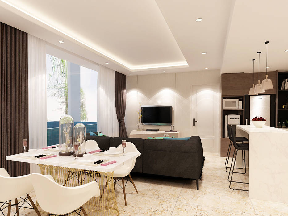 Studio Apartment - Art Deco, iugo design iugo design Ruang Makan Minimalis