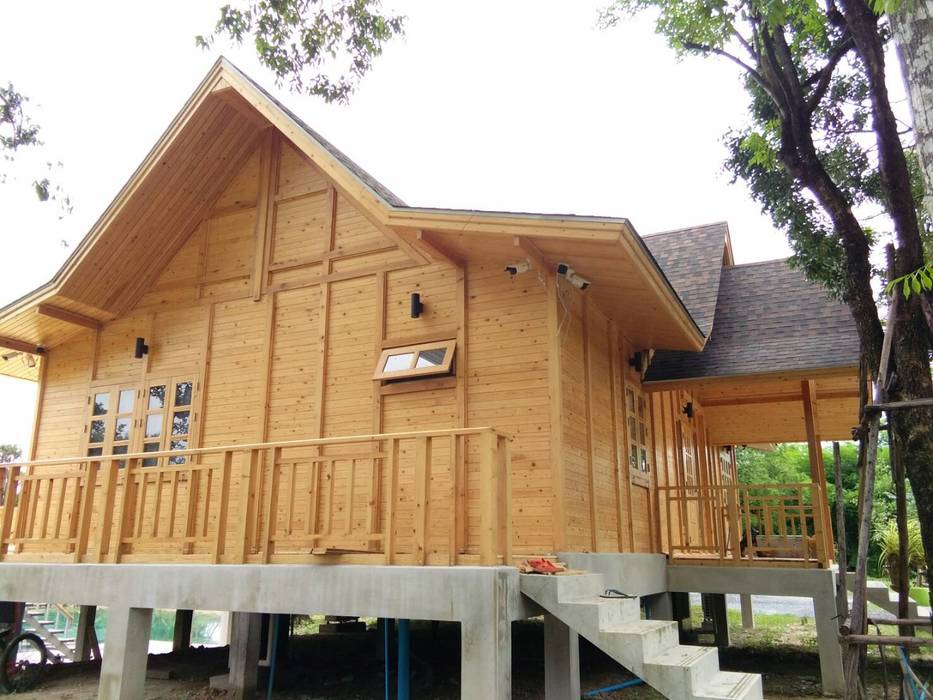 Loghome. นครนายก, Sukjai Logcabin Partnership Sukjai Logcabin Partnership مساحات تجارية خشب متين Multicolored مكاتب ومحلات