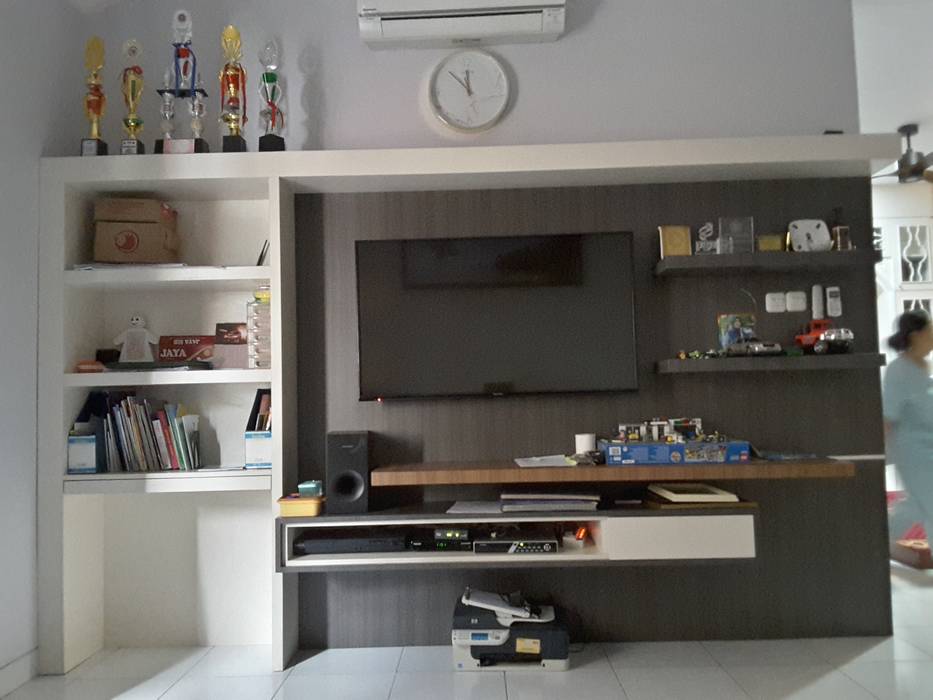 TV Cabinet Vaastu Arsitektur Studio Ruang Media Gaya Eklektik