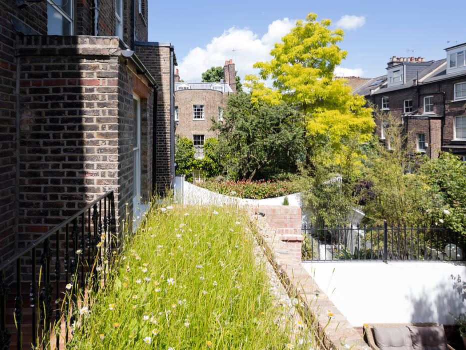 Wildflower roof Brosh Architects Moderne Häuser Ziegel Green roof,wildflower roof,rear extension,balcony,master bedroom,Hampstead,London