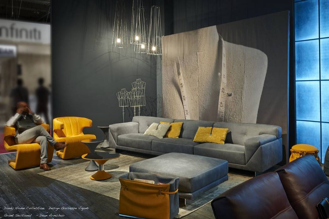 homify Modern living room Leather Grey Sofas & armchairs