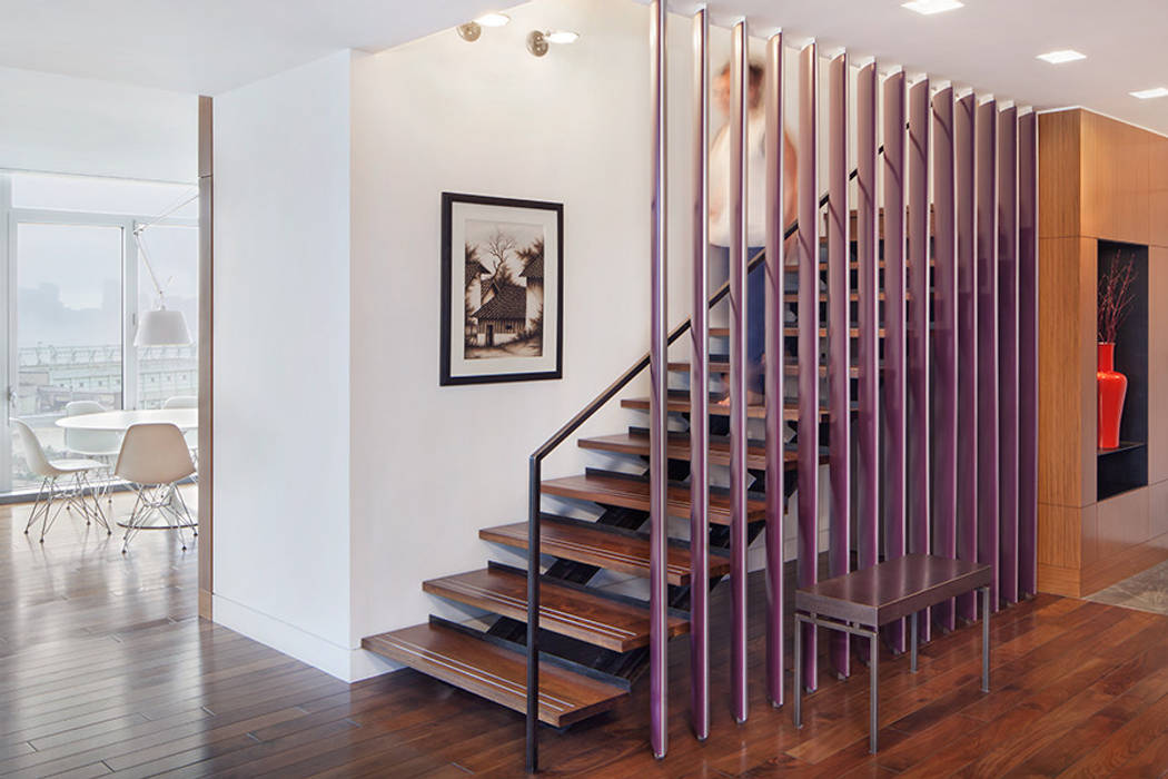 High Line Penthouse, New York, NY, BILLINKOFF ARCHITECTURE PLLC BILLINKOFF ARCHITECTURE PLLC Minimalist corridor, hallway & stairs