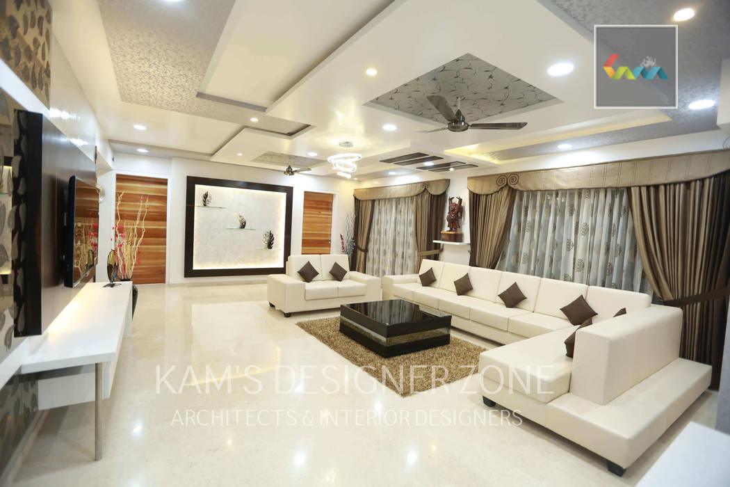 Home interior design for Satish Tayal, KAMS DESIGNER ZONE KAMS DESIGNER ZONE Salas de estilo colonial
