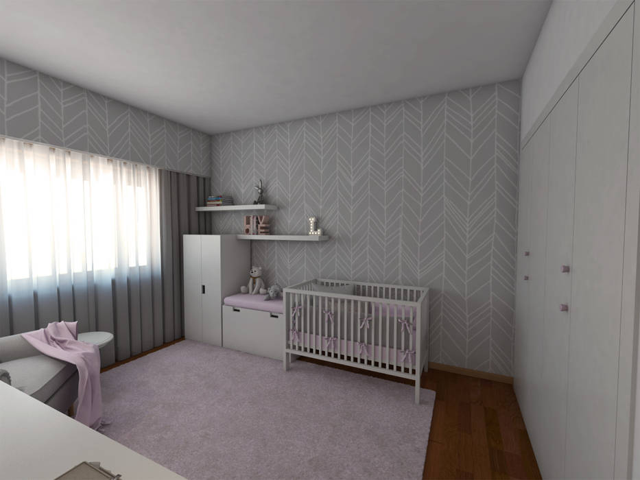 Apartamento AL30.4 - Quarto de bebé - simulação 3D The Spacealist - Arquitectura e Interiores Quarto infantil moderno Acessórios e Decoração