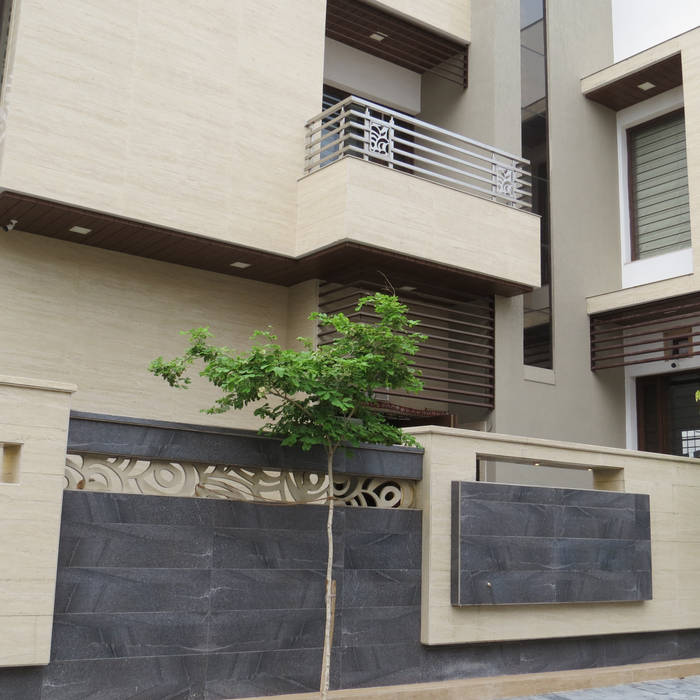 Exterior Elevation umesh prajapati designs Bungalows Stone