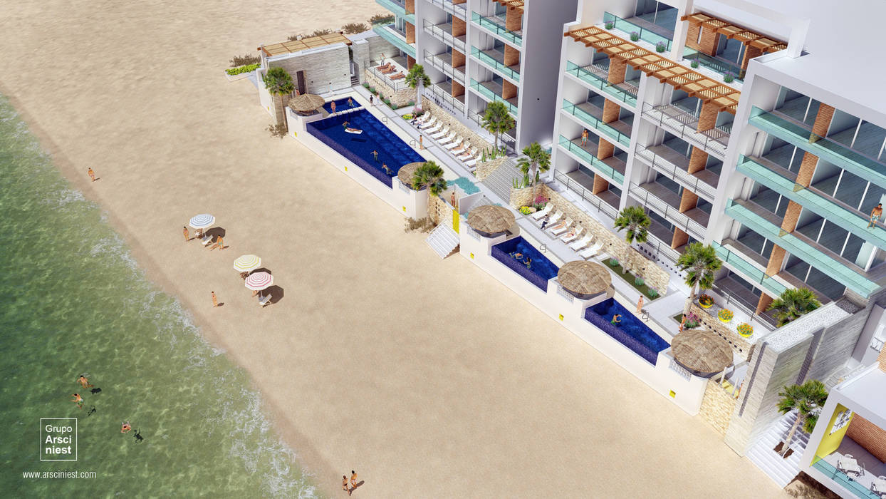 Condominios residenciales Grupo Arsciniest Piscinas infinitas Hormigón