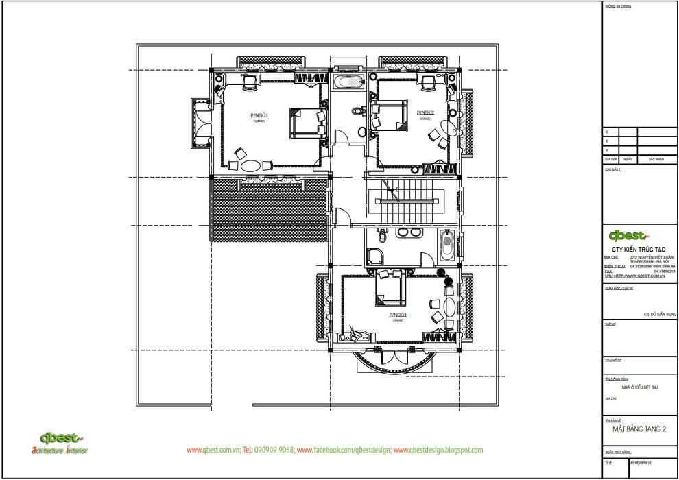 Mặt bằng tầng 2 Công ty TNHH Thiết kế và Ứng dụng QBEST Biệt thự