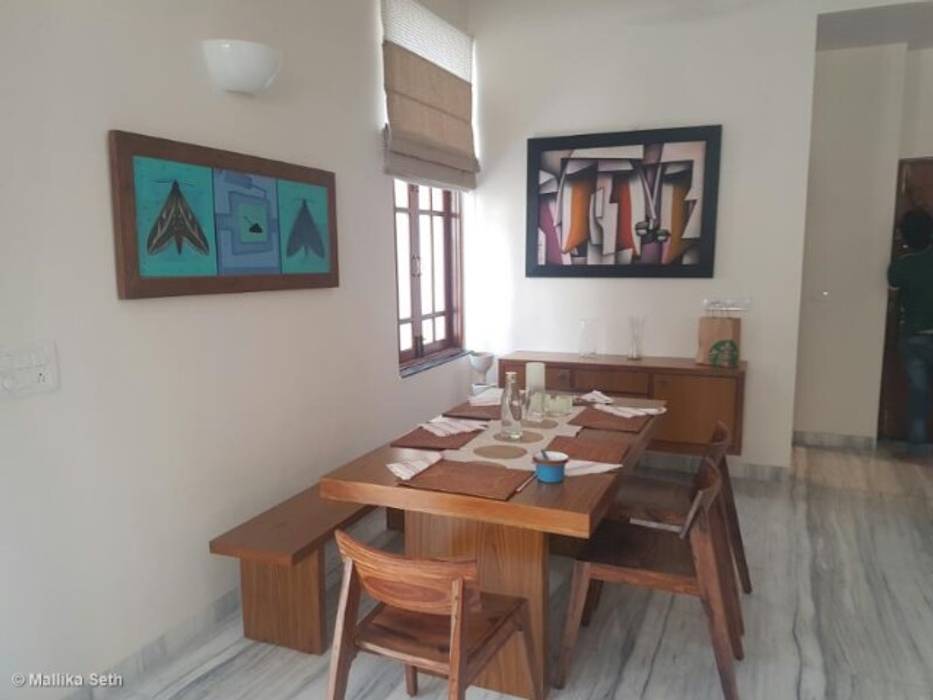 Renovation & Interiors for a Duplex Apartment, Mallika Seth Mallika Seth Modern Dining Room Tables