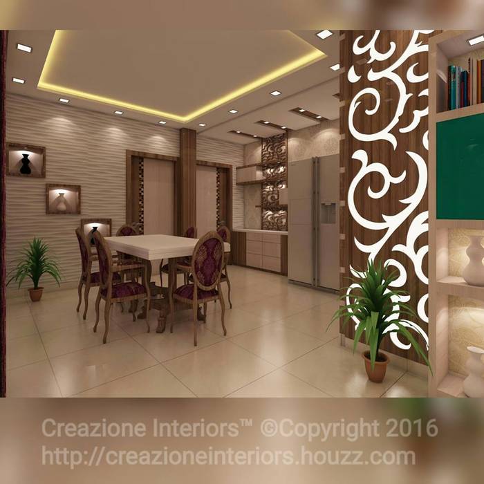 3 BHK Flat Decoration At Avidipta Apartment, Kolkata EM Bypass., Creazione Interiors Creazione Interiors Sala da pranzo moderna