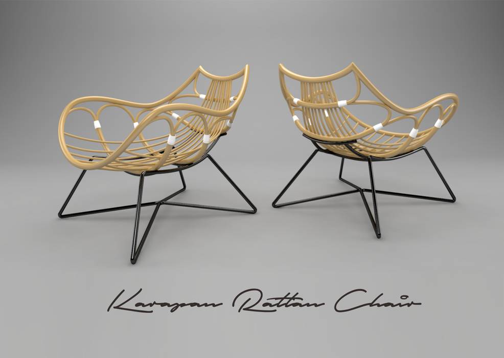 Karapan Rattan Chair, Kesan Mendalam Design Studio Kesan Mendalam Design Studio Ruang Keluarga Modern Stools & chairs