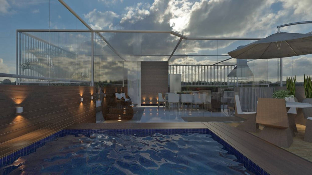 Cobertura Vila Mariana , Elaine Orosco Elaine Orosco Roof terrace انجینئر لکڑی Transparent