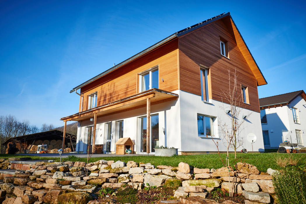 Südostansicht architekturbuero dunker Passivhaus Musterhaus,Brettsperrholz,Passivhaus