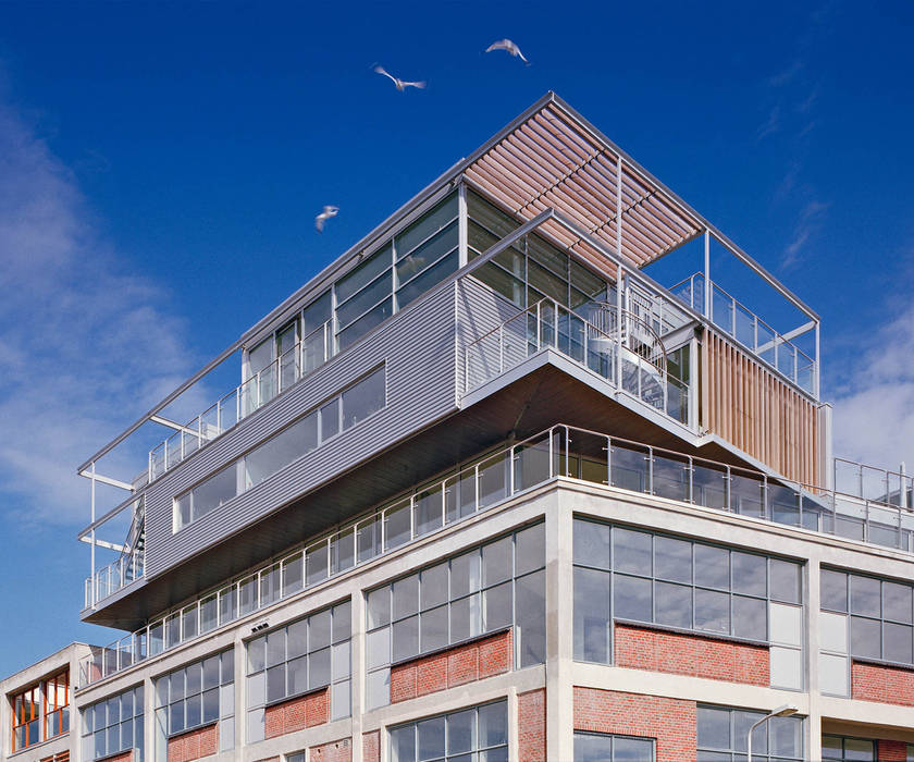 Penthouse Nautilus - Scheveningse Haven, Archipelontwerpers Archipelontwerpers Prefab woning IJzer / Staal Lucht,Gebouw,Dag,Wolk,Licht,Vogel,Torenblok,architectuur,Stedelijk ontwerp,Condominium