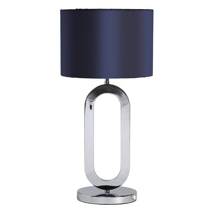 Oval 1 Light Table Lamp with Blue Shade - Chrome Litecraft Modern living room Lighting