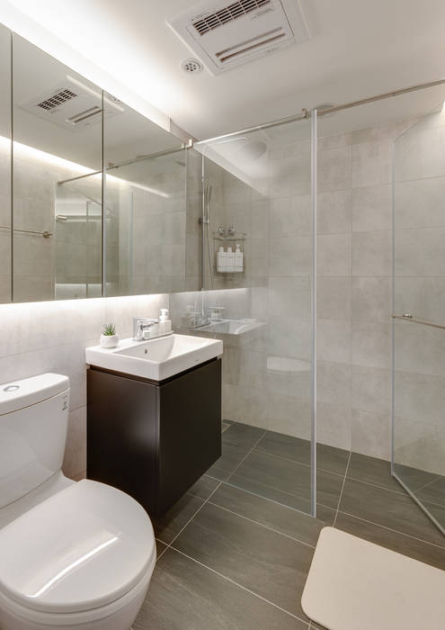客浴空間 御見設計企業有限公司 浴室 磁磚 磁磚,淋浴,簡約,玻璃