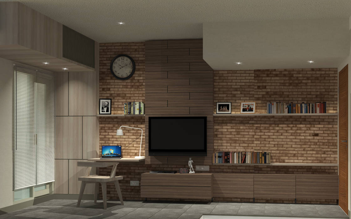 Show Unit - Type A (18 m2) - View 1 studio tektonik Kamar Tidur Gaya Skandinavia Kayu Wood effect