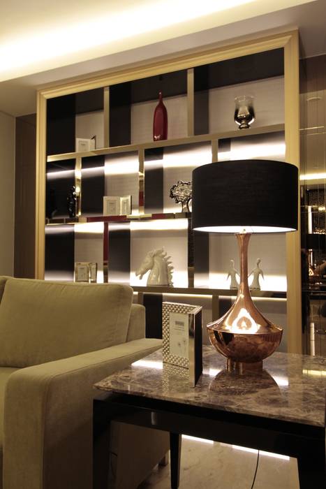 Display rack Kottagaris interior design consultant Ruang Keluarga Modern