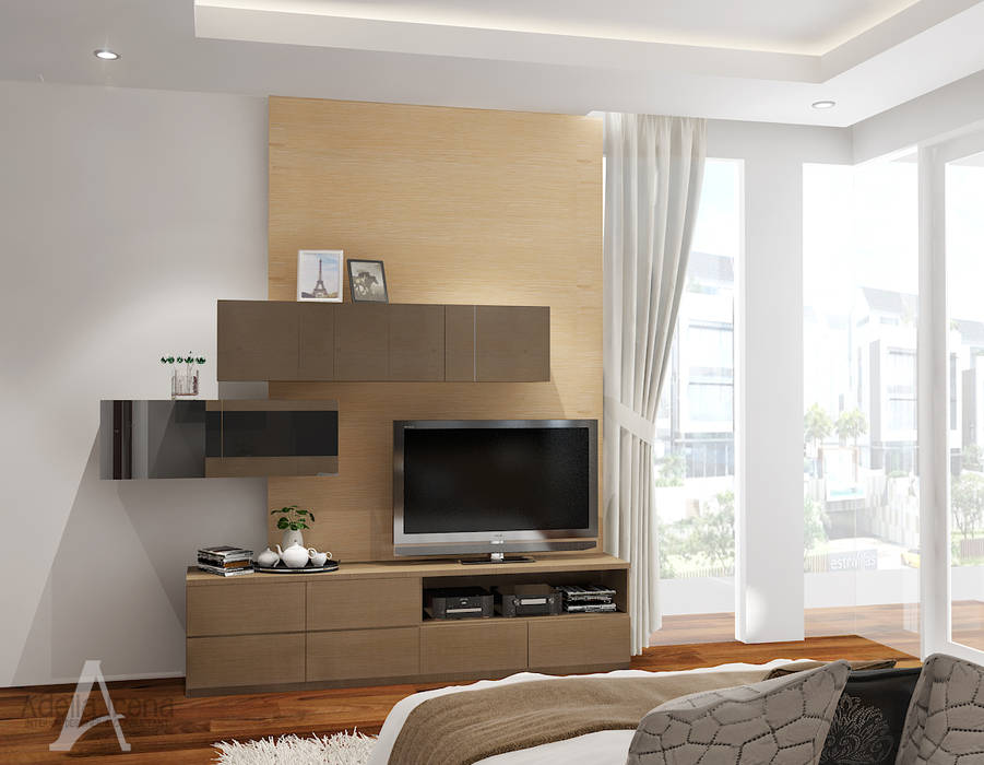 Araya, Malang, PEKA INTERIOR PEKA INTERIOR Kamar Tidur Modern Kayu Buatan Transparent bedroom,cabinet tv,modern