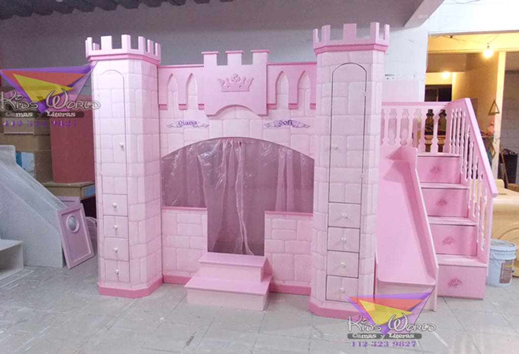 hermoso castillo angelical, en rosa Kids World- Recamaras, literas y muebles para niños Dormitorios infantiles clásicos Derivados de madera Transparente castillo,castillos,castle,litera,cama,recamara,cama infantil,muebles,rosa,Camas y cunas