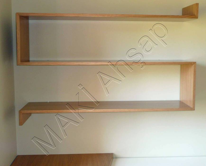 Duvar Rafı Maki Ahşap ve Metal Mobilya San. ve Tic. Ltd. Şti. Minimalist Çalışma Odası Masif Ahşap Rengarenk kütüphane,kitaplık,duvar rafı,bookshelves