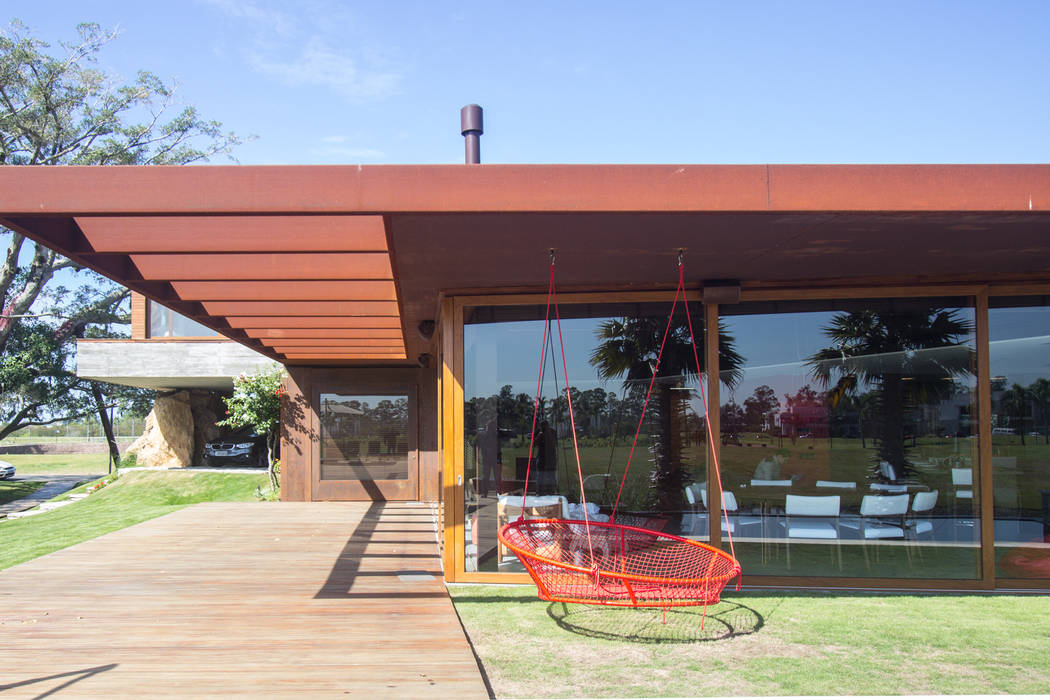 Pergolado e revestimento em aço corten, Belas Artes Estruturas Avançadas Belas Artes Estruturas Avançadas สวนแบบเซน เหล็ก