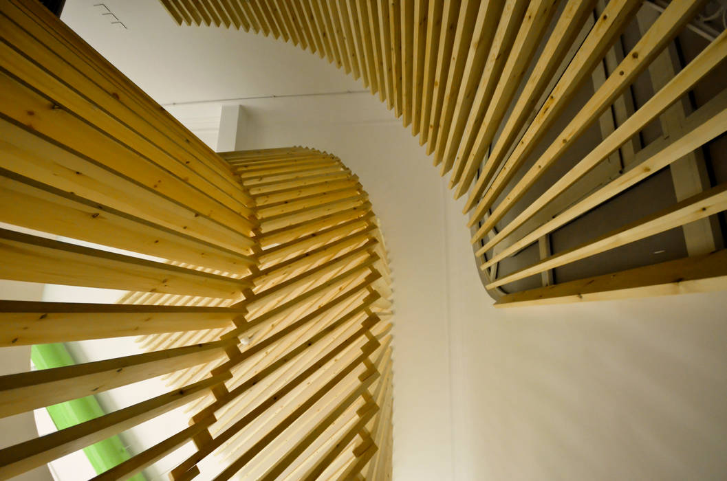 Staircase Design CUBEArchitects Commercial spaces Wood Wood effect Office buildings