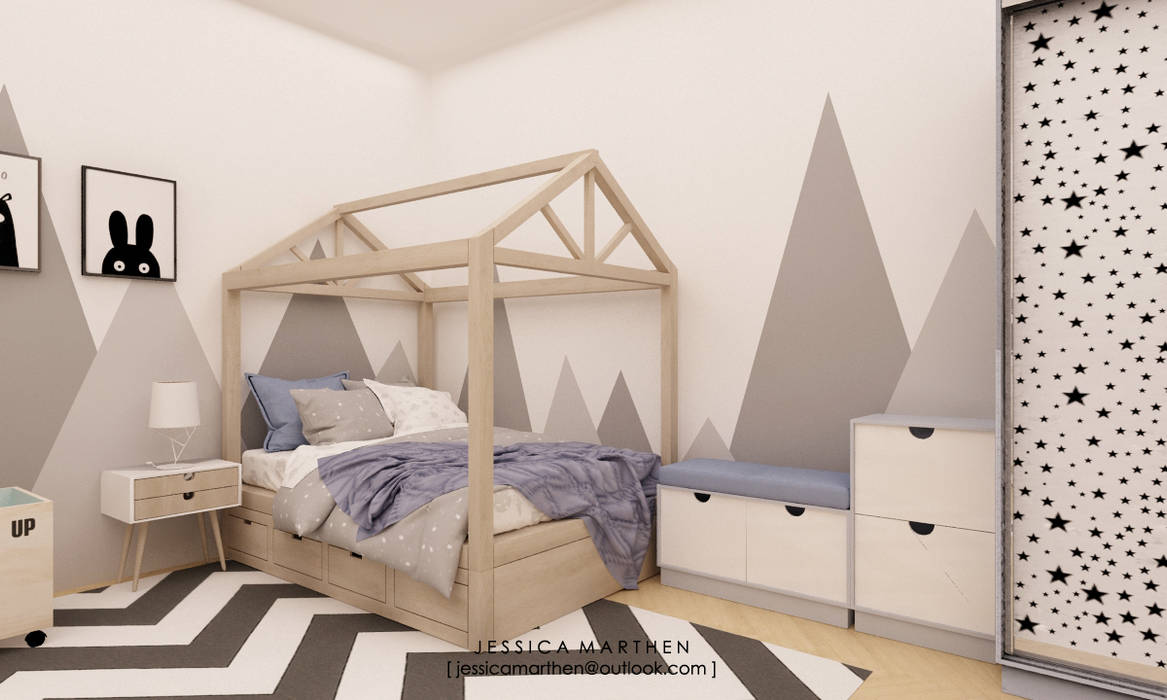 Kamar Tidur Anak Mr TD, JESSICA DESIGN STUDIO JESSICA DESIGN STUDIO Kamar Bayi/Anak Gaya Skandinavia