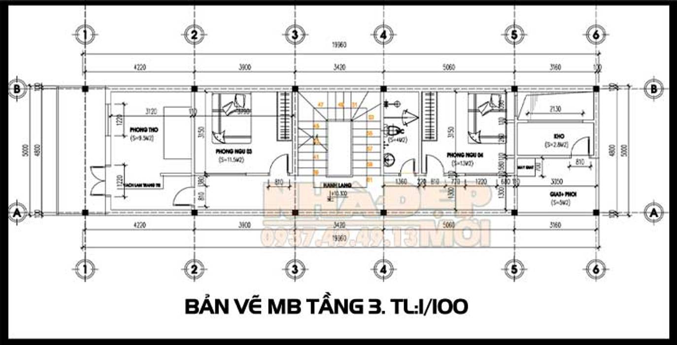 Bản vẽ phương án mặt bằng tầng 3 Công ty TNHH TKXD Nhà Đẹp Mới Biệt thự