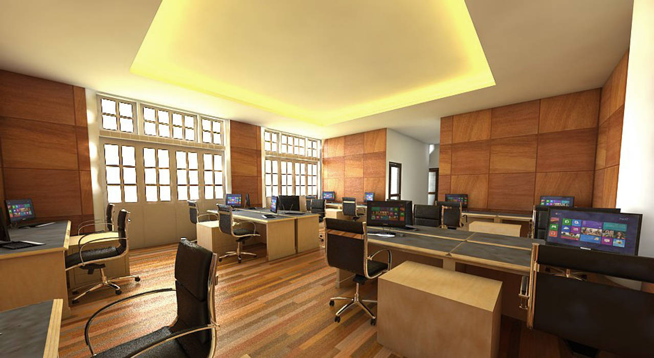 Interior Ruang staff kantor Hukum dan Organisasi Unversitas Gadjahmada Yogyakarta Celcius Indonesia Commercial spaces Plywood Office buildings
